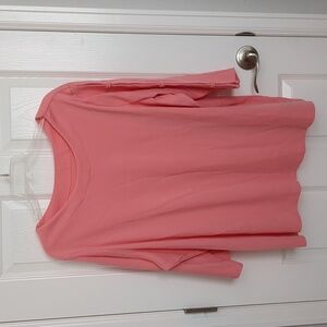 Koret Salmon 3/4 Open Grommet Sleeve Top - 3X